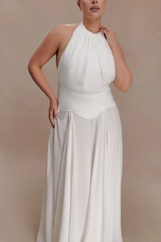 Susan Chiffon Halter Maxi Dress – Ivory Susan Chiffon Halter Maxi Dress – Ivory
