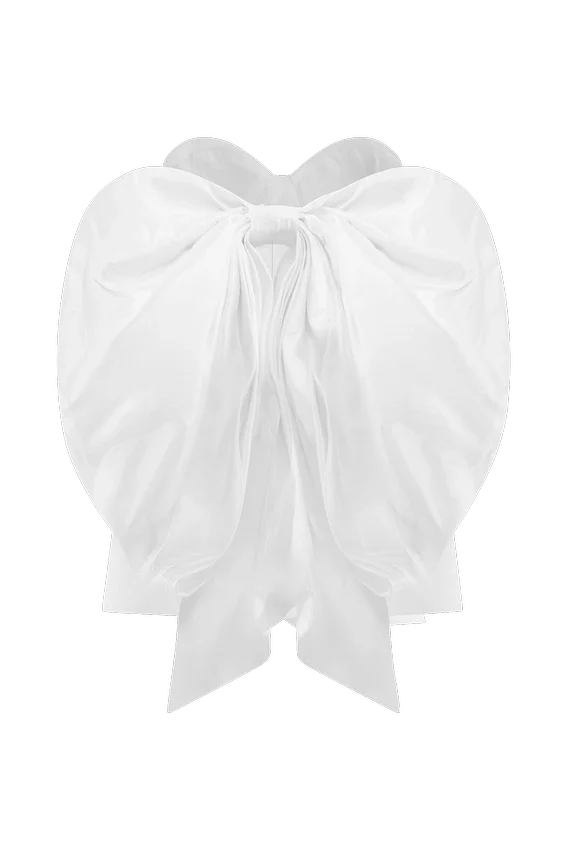 Suzette Taffeta Bow Mini Dress – White Suzette Taffeta Bow Mini Dress – White