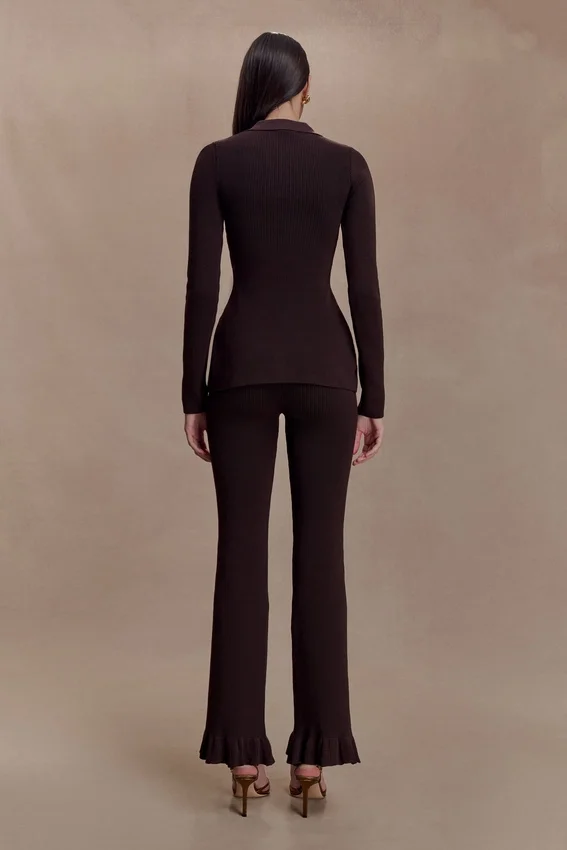 Suzie Ribbed Flared Pants – Chocolate Suzie Ribbed Flared Pants – Chocolate