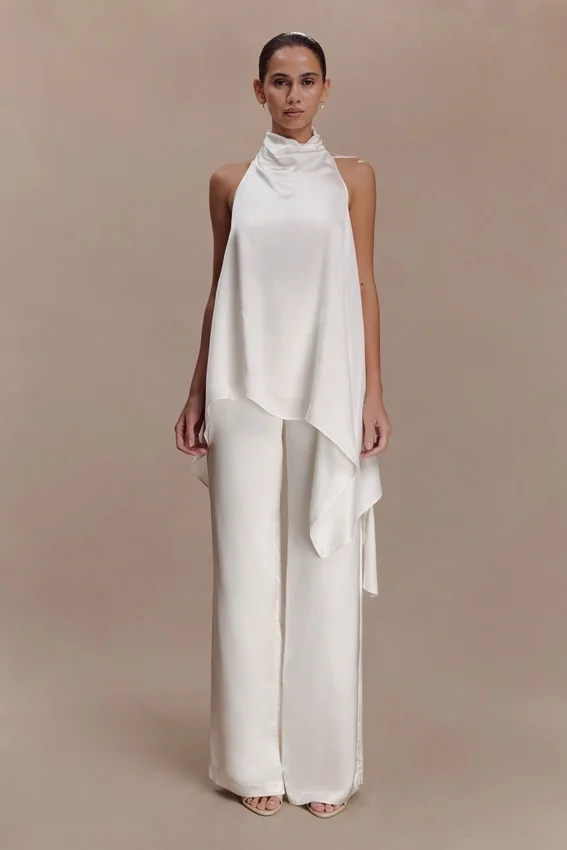 Sydney Straight Leg Satin Pants – Ivory Sydney Straight Leg Satin Pants – Ivory
