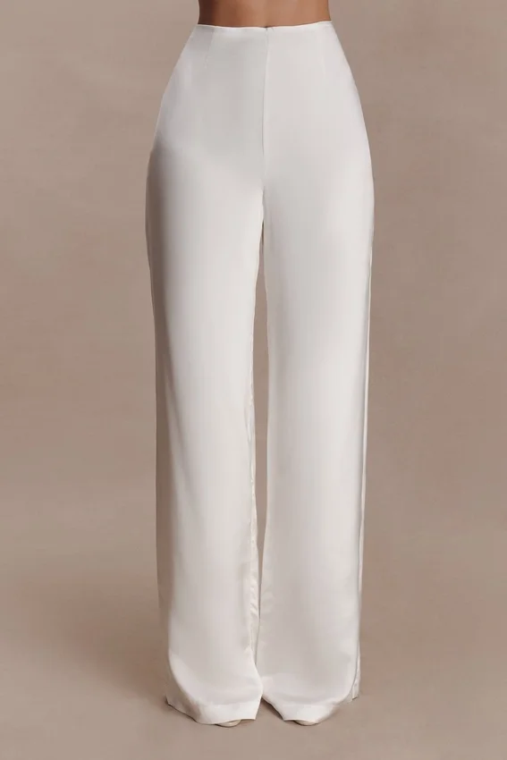 Sydney Straight Leg Satin Pants – Ivory Sydney Straight Leg Satin Pants – Ivory