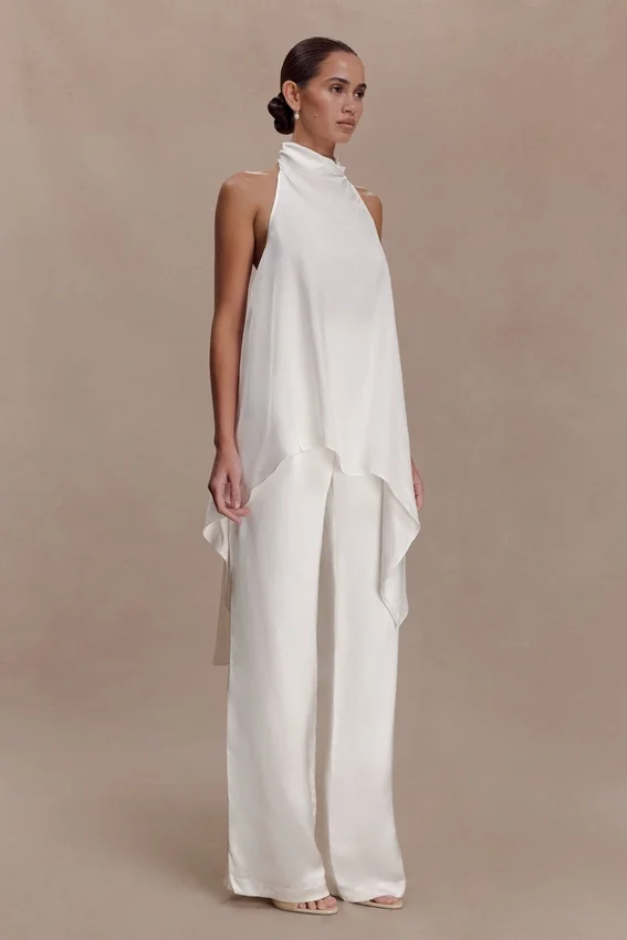 Sydney Straight Leg Satin Pants – Ivory Sydney Straight Leg Satin Pants – Ivory