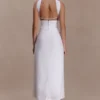Talia Draped Linen Midi Skirt – White Talia Draped Linen Midi Skirt – White