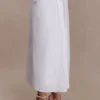 Talia Draped Linen Midi Skirt – White Talia Draped Linen Midi Skirt – White