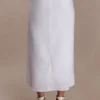 Talia Draped Linen Midi Skirt – White Talia Draped Linen Midi Skirt – White