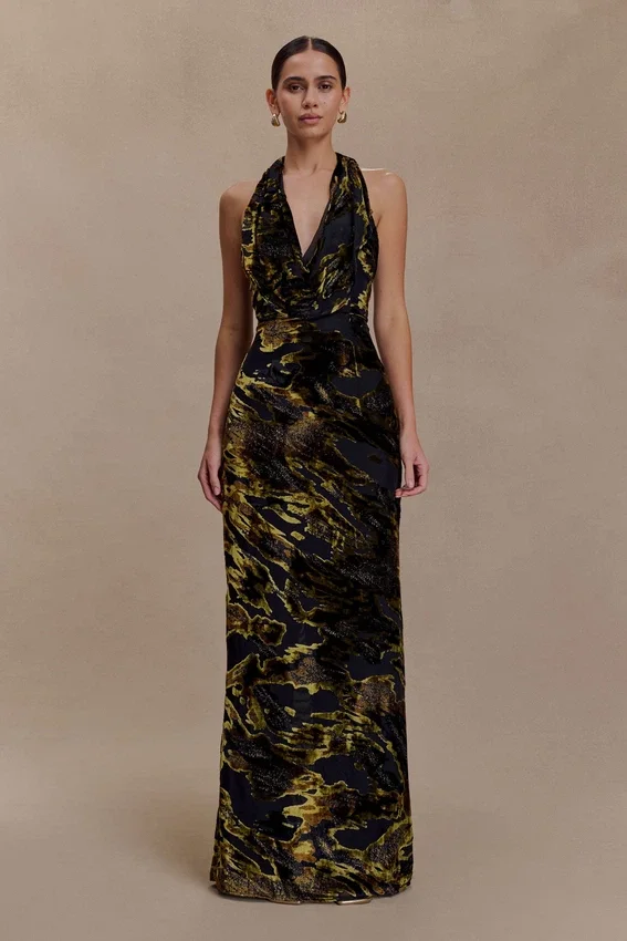 Talila Cowl Front Maxi Dress – Velvet Burnout Talila Cowl Front Maxi Dress – Velvet Burnout