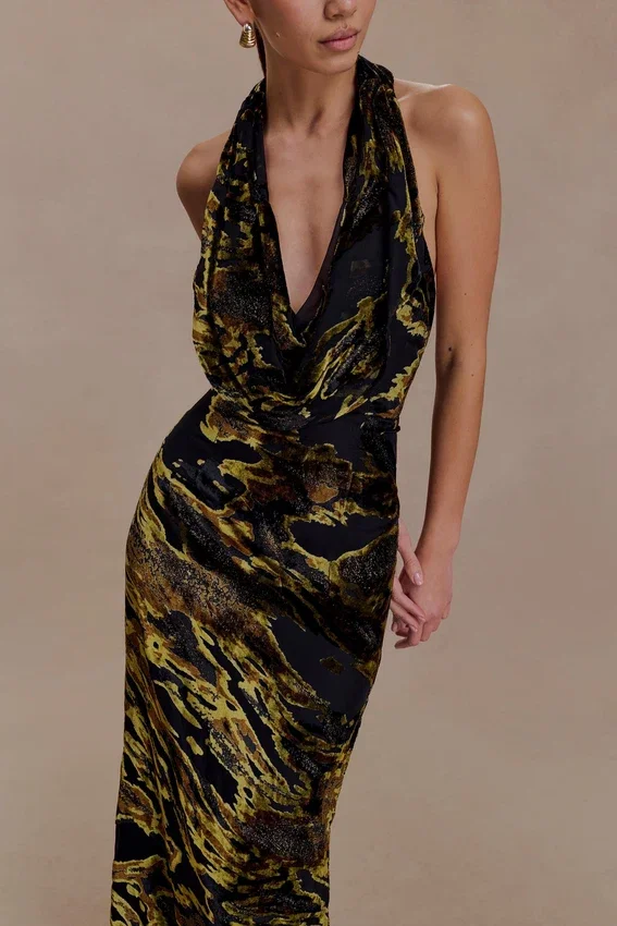 Talila Cowl Front Maxi Dress – Velvet Burnout Talila Cowl Front Maxi Dress – Velvet Burnout