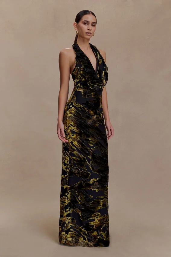 Talila Cowl Front Maxi Dress – Velvet Burnout Talila Cowl Front Maxi Dress – Velvet Burnout