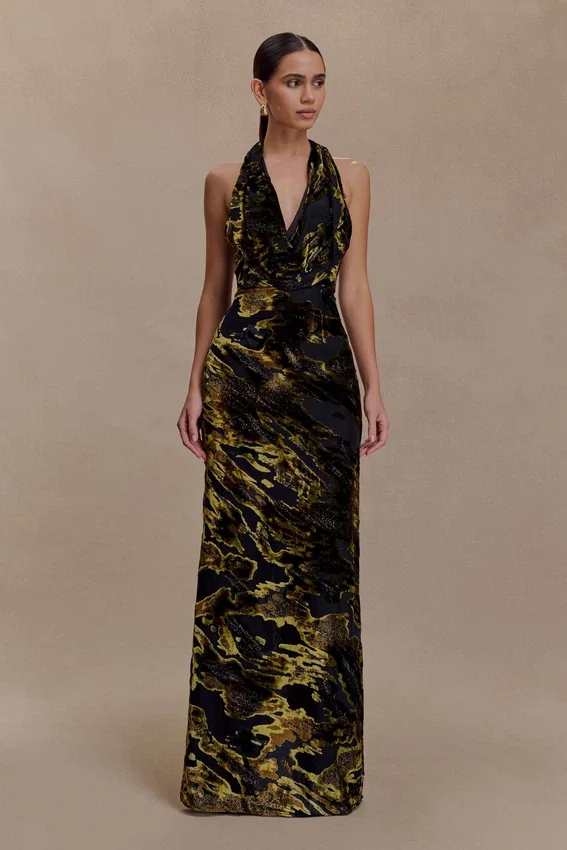 Talila Cowl Front Maxi Dress – Velvet Burnout Talila Cowl Front Maxi Dress – Velvet Burnout