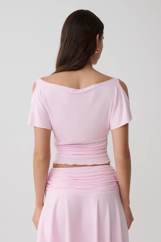 Talise Modal Flounce Short Sleeve Top – Ballet Pink Talise Modal Flounce Short Sleeve Top – Ballet Pink