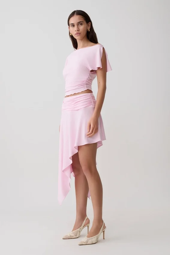 Talise Modal Flounce Short Sleeve Top – Ballet Pink Talise Modal Flounce Short Sleeve Top – Ballet Pink