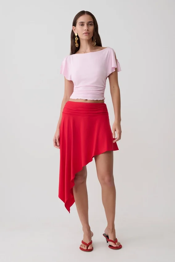 Talise Modal Flounce Short Sleeve Top – Ballet Pink Talise Modal Flounce Short Sleeve Top – Ballet Pink
