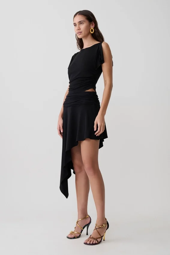 Talise Modal Flounce Short Sleeve Top – Black Talise Modal Flounce Short Sleeve Top – Black