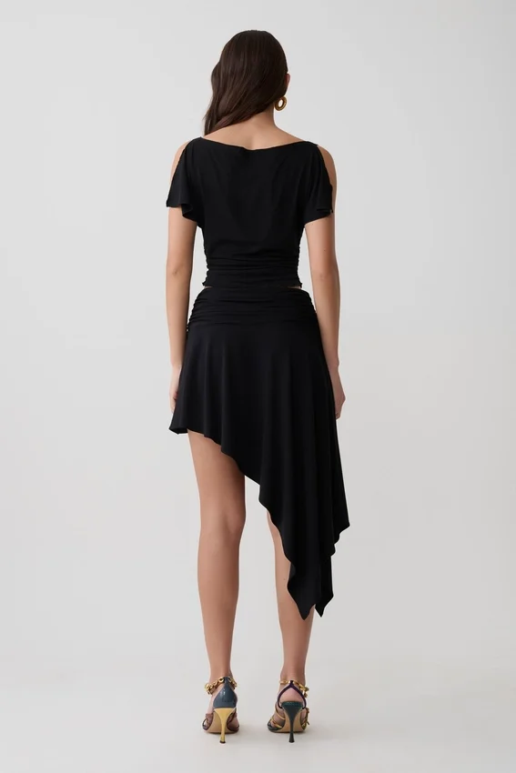 Talise Modal Flounce Short Sleeve Top – Black Talise Modal Flounce Short Sleeve Top – Black