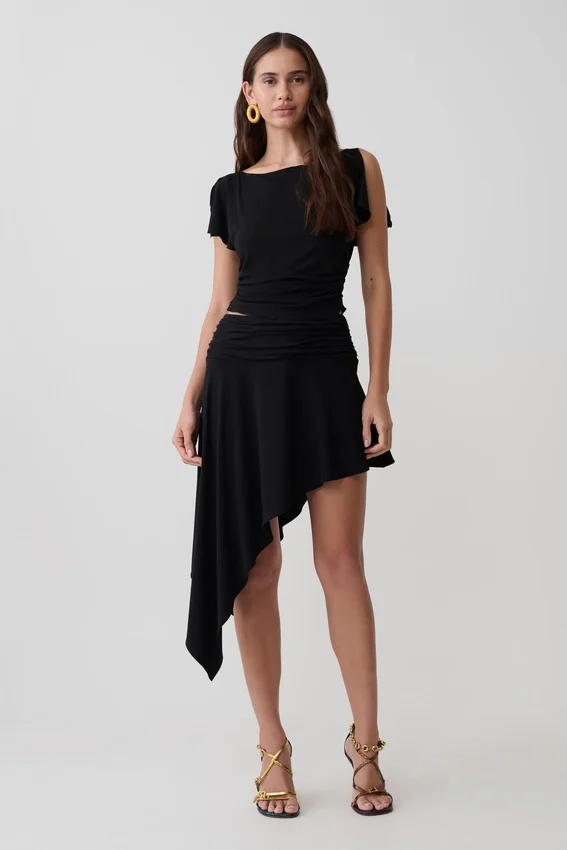 Talise Modal Flounce Short Sleeve Top – Black Talise Modal Flounce Short Sleeve Top – Black