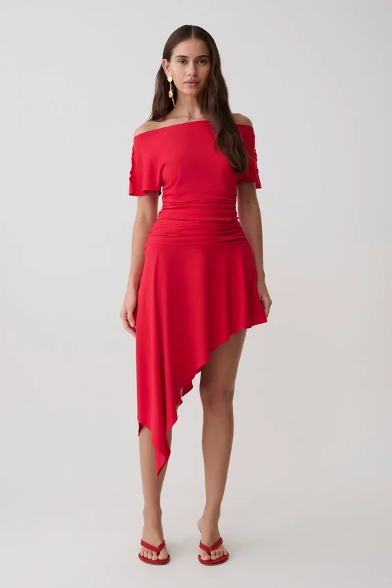 Talise Modal Flounce Short Sleeve Top – Red Talise Modal Flounce Short Sleeve Top – Red