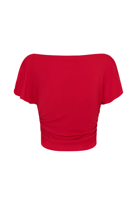 Talise Modal Flounce Short Sleeve Top – Red Talise Modal Flounce Short Sleeve Top – Red