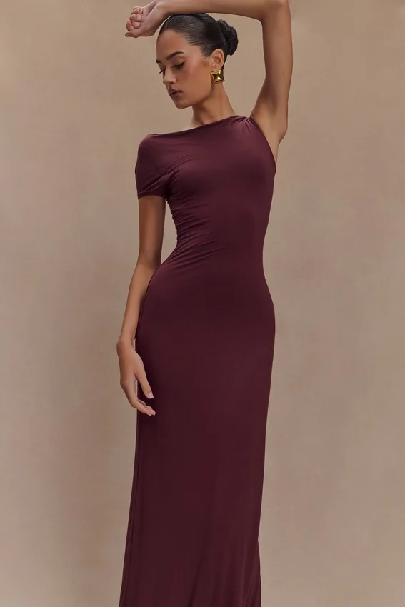 Tamsin Short Sleeve Modal Maxi Dress – Mahogany Tamsin Short Sleeve Modal Maxi Dress – Mahogany
