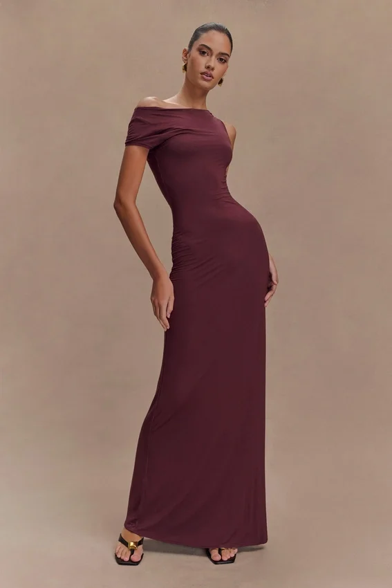 Tamsin Short Sleeve Modal Maxi Dress – Mahogany Tamsin Short Sleeve Modal Maxi Dress – Mahogany