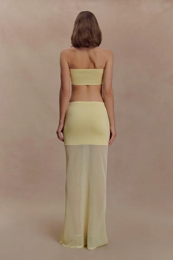 Tanyel Sheer And Bandage Knit Maxi Skirt – Lemon Tanyel Sheer And Bandage Knit Maxi Skirt – Lemon