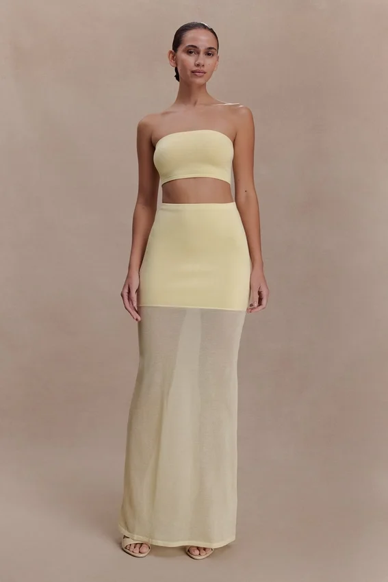 Tanyel Sheer And Bandage Knit Maxi Skirt – Lemon Tanyel Sheer And Bandage Knit Maxi Skirt – Lemon