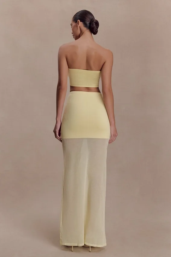 Tanyel Sheer And Bandage Knit Maxi Skirt – Lemon Tanyel Sheer And Bandage Knit Maxi Skirt – Lemon