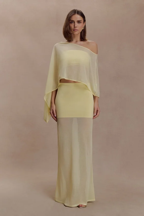 Tanyel Sheer And Bandage Knit Maxi Skirt – Lemon Tanyel Sheer And Bandage Knit Maxi Skirt – Lemon