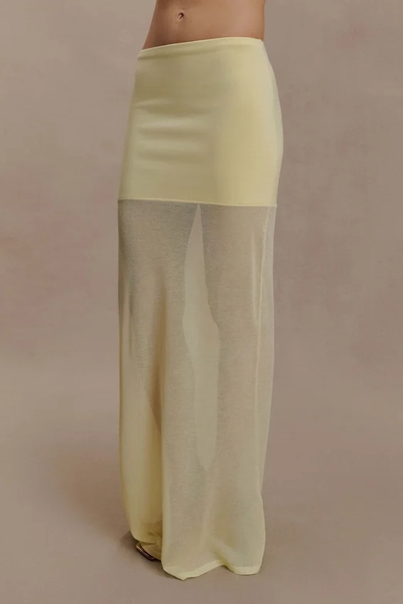 Tanyel Sheer And Bandage Knit Maxi Skirt – Lemon Tanyel Sheer And Bandage Knit Maxi Skirt – Lemon