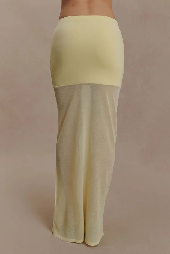 Tanyel Sheer And Bandage Knit Maxi Skirt – Lemon Tanyel Sheer And Bandage Knit Maxi Skirt – Lemon