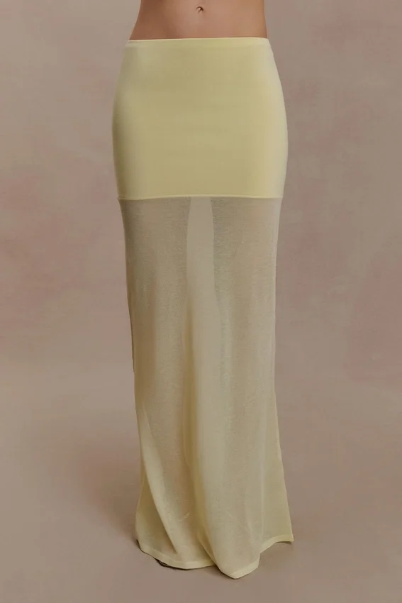Tanyel Sheer And Bandage Knit Maxi Skirt – Lemon Tanyel Sheer And Bandage Knit Maxi Skirt – Lemon