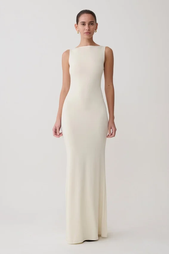 Tarna Sleeveless Slinky Maxi Dress – Bone Tarna Sleeveless Slinky Maxi Dress – Bone