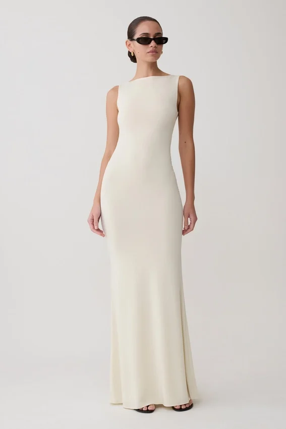 Tarna Sleeveless Slinky Maxi Dress – Bone Tarna Sleeveless Slinky Maxi Dress – Bone