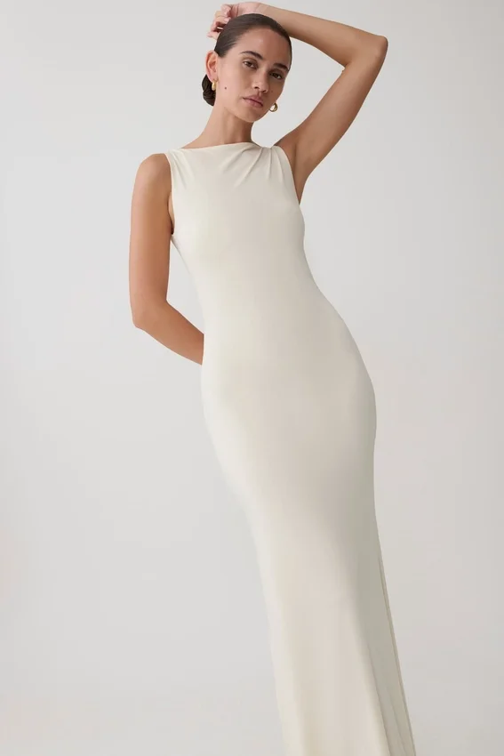 Tarna Sleeveless Slinky Maxi Dress – Bone Tarna Sleeveless Slinky Maxi Dress – Bone