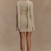 Taron Knit Mini Dress With Scarf – Cream