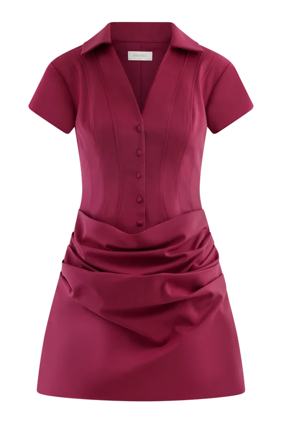 Tarryn Collared Cotton Mini Dress – Dragonfruit Tarryn Collared Cotton Mini Dress – Dragonfruit
