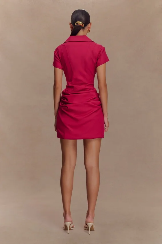 Tarryn Collared Cotton Mini Dress – Dragonfruit Tarryn Collared Cotton Mini Dress – Dragonfruit