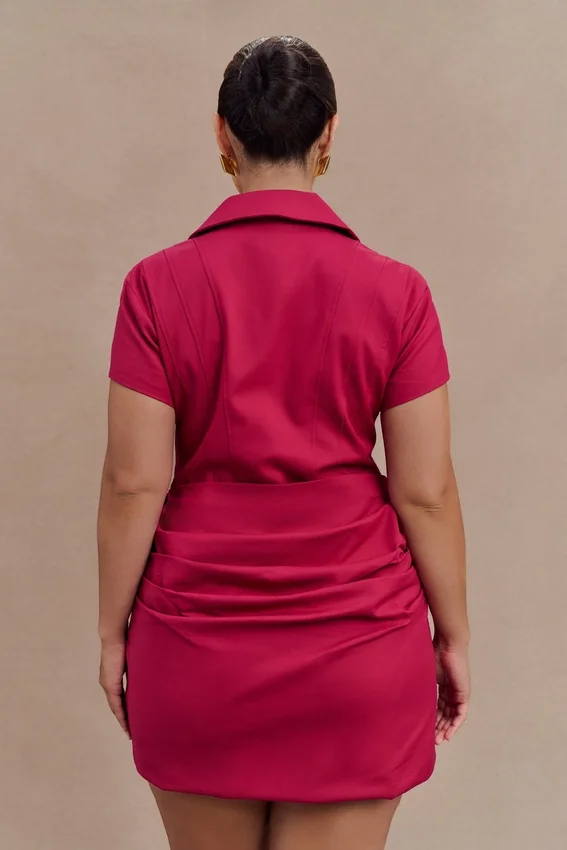 Tarryn Collared Cotton Mini Dress – Dragonfruit Tarryn Collared Cotton Mini Dress – Dragonfruit