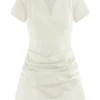 Tarryn Collared Cotton Mini Dress – White Tarryn Collared Cotton Mini Dress – White