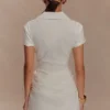 Tarryn Collared Cotton Mini Dress – White Tarryn Collared Cotton Mini Dress – White