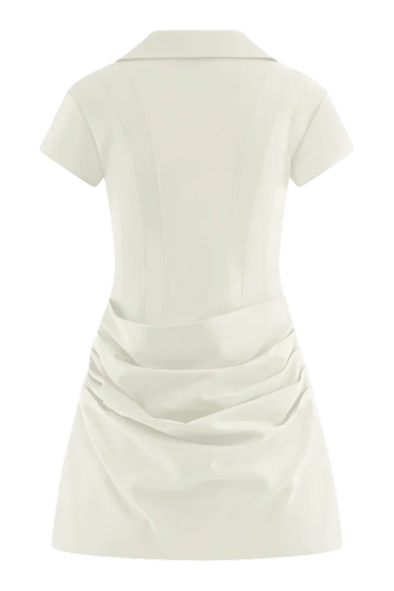 Tarryn Collared Cotton Mini Dress – White Tarryn Collared Cotton Mini Dress – White
