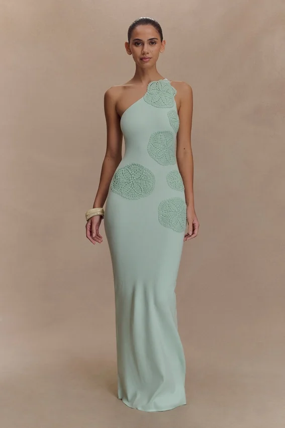 Teneika Crochet Knit Maxi Dress – Light Aqua Teneika Crochet Knit Maxi Dress – Light Aqua