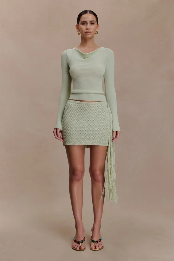 Terrymae Crochet Mini Skirt – Pastel Green Terrymae Crochet Mini Skirt – Pastel Green