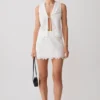 Tessa Broderie Tie Front Sleeveless Top – White Tessa Broderie Tie Front Sleeveless Top – White