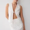 Tessa Broderie Tie Front Sleeveless Top – White Tessa Broderie Tie Front Sleeveless Top – White