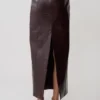 Thalia Croc Faux Leather Midi Skirt – Merlot