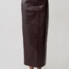 Thalia Croc Faux Leather Midi Skirt – Merlot