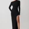 Thalyn Crepe Maxi Dress With Split – Black