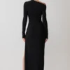 Thalyn Crepe Maxi Dress With Split – Black
