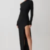 Thalyn Crepe Maxi Dress With Split – Black