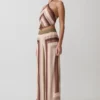 Thea Halter Chiffon Sleeveless Top – Multi Stripe